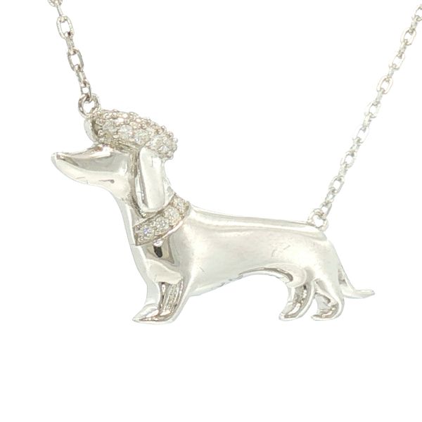 Playful Charm: Dachshund Diamond Accent Necklace Image 2 Bryan Jewelry Prattville, AL