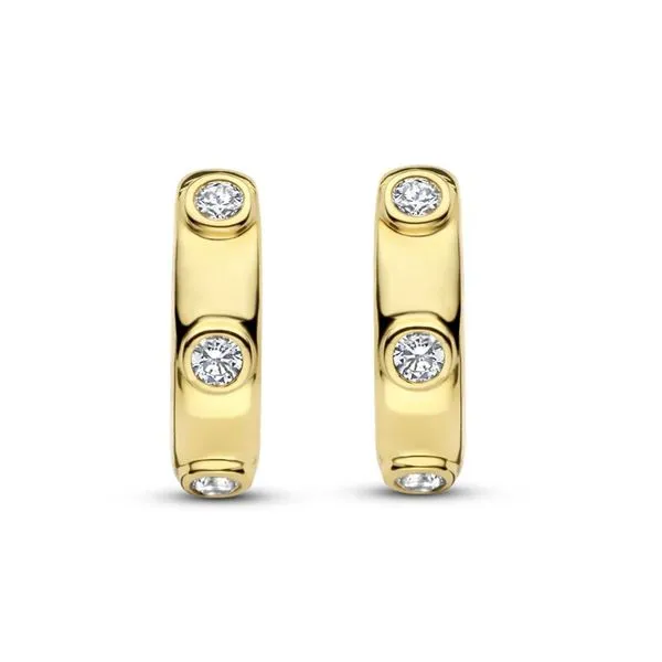 Gold-plated bezel huggies Image 4 Bryan Jewelry Prattville, AL