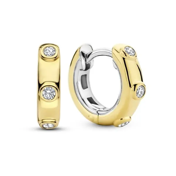 Gold-plated bezel huggies Image 5 Bryan Jewelry Prattville, AL