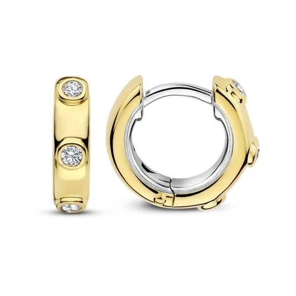 Gold-plated bezel huggies Bryan Jewelry Prattville, AL