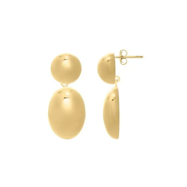 Yellow Vermeil Polished Puffed Oval Double Button Drop Earring Bryan Jewelry Prattville, AL
