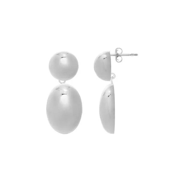 Silver puffed oval button drop earrings Bryan Jewelry Prattville, AL