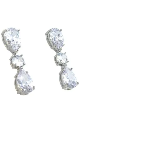 CZ & Sterling Drop Earrings Image 2 Bryan Jewelry Prattville, AL