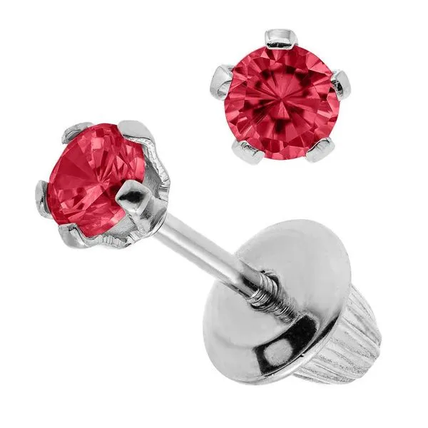 Kiddie Kraft July Birthstone Earrings in Silver Image 2 Bryan Jewelry Prattville, AL