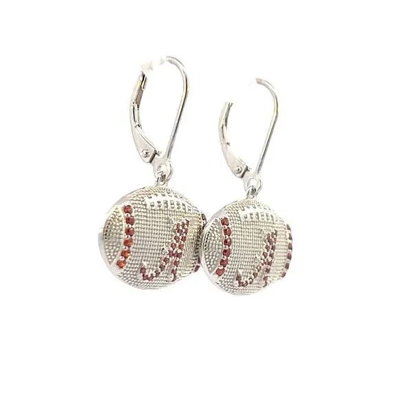 Sterling silver script A in red stones earrings Image 2 Bryan Jewelry Prattville, AL