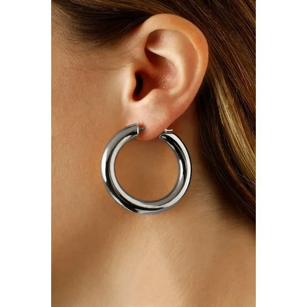 Classic Shine, Everyday Style-Sterling Silver 6x40mm donut hoop Image 2 Bryan Jewelry Prattville, AL