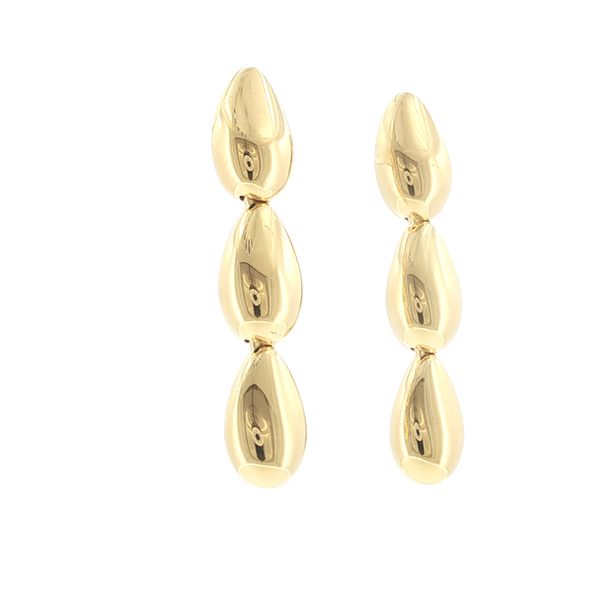 Sleek Movement. Modern Shine.-Goccia Tre Pianura Earrings 18k Yellow Gold Plated Image 2 Bryan Jewelry Prattville, AL