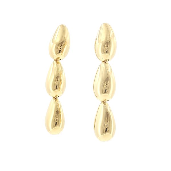 Sleek Movement. Modern Shine.-Goccia Tre Pianura Earrings 18k Yellow Gold Plated Image 3 Bryan Jewelry Prattville, AL