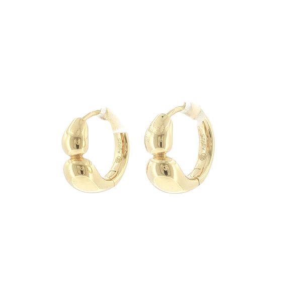 Petite Golden Hoops with Soft Sculpted Style.-Goccia Creolo Piccolo Pianura Earrings Image 2 Bryan Jewelry Prattville, AL