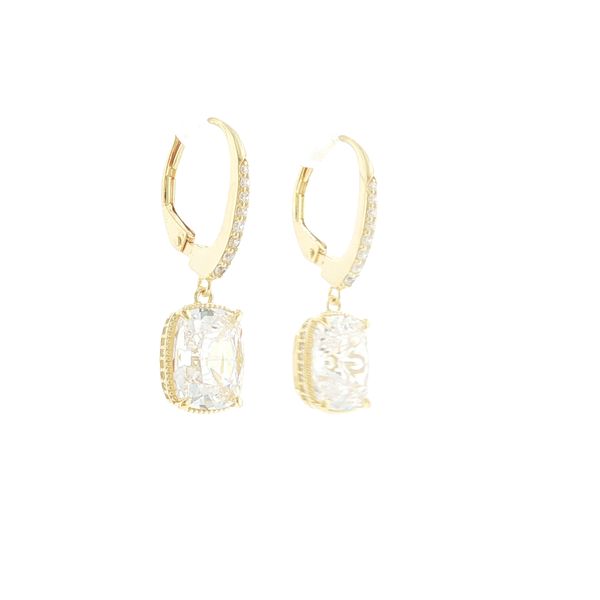 Elegant Radiance: Elongated Cushion CZ Drop Earrings in Gold-Plated Sterling Silver Image 2 Bryan Jewelry Prattville, AL