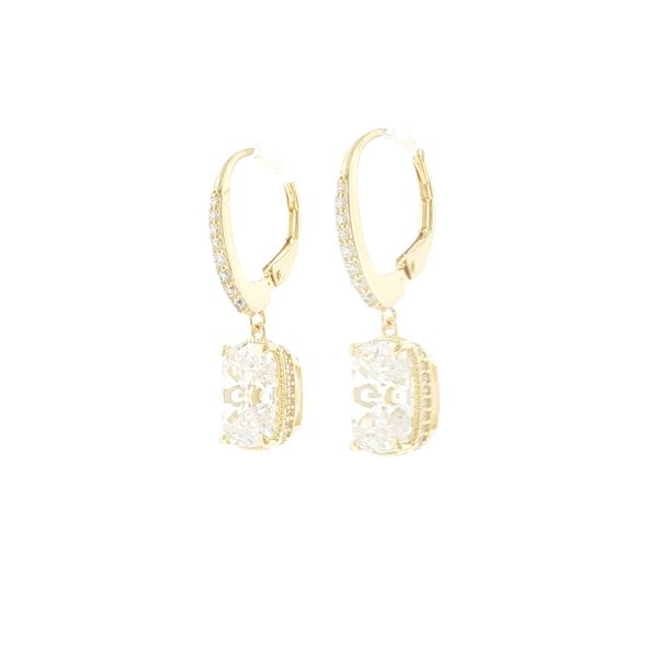 Elegant Radiance: Elongated Cushion CZ Drop Earrings in Gold-Plated Sterling Silver Image 3 Bryan Jewelry Prattville, AL