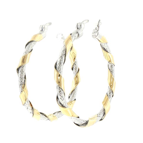 Twist, Shine, and Two-Tone Sophistication—Duo Luxe Hoops. Image 3 Bryan Jewelry Prattville, AL