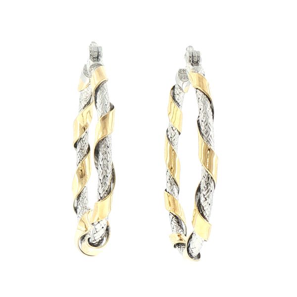 Twist, Shine, and Two-Tone Sophistication—Duo Luxe Hoops. Bryan Jewelry Prattville, AL