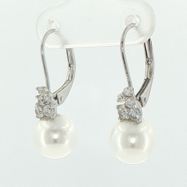 Pearl and Leaf Drop Earrings Image 3 Bryan Jewelry Prattville, AL