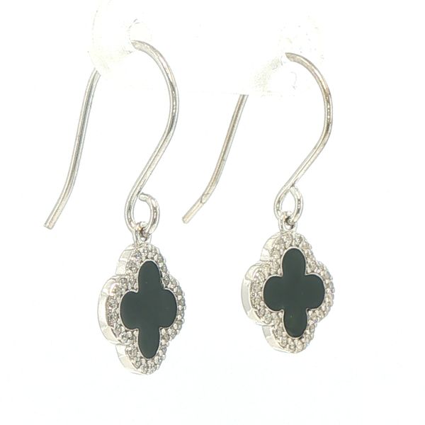 Black Enamel Clover Drop Earrings Image 2 Bryan Jewelry Prattville, AL