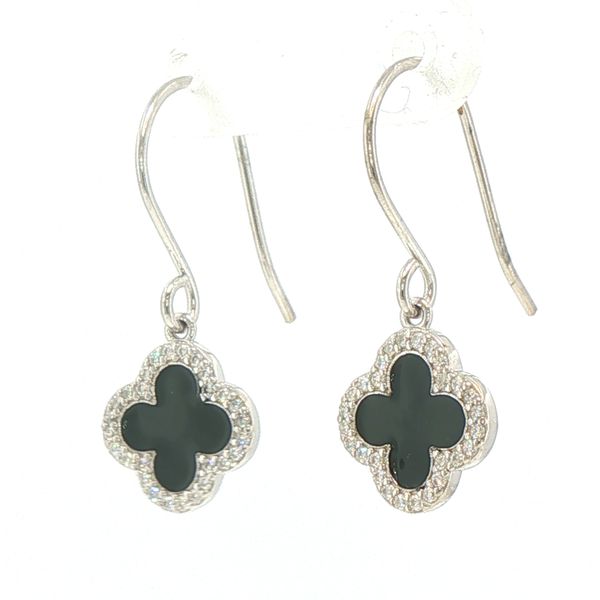 Black Enamel Clover Drop Earrings Image 3 Bryan Jewelry Prattville, AL