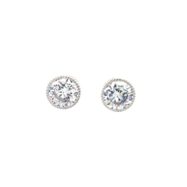 Sterling Silver 7mm Round Bezel Set CZ Earrings Bryan Jewelry Prattville, AL