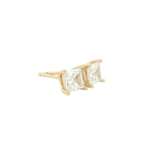 Swarovski Crystal Princess Cut Stud Earrings in Sterling Silver Yellow Plated Image 2 Bryan Jewelry Prattville, AL