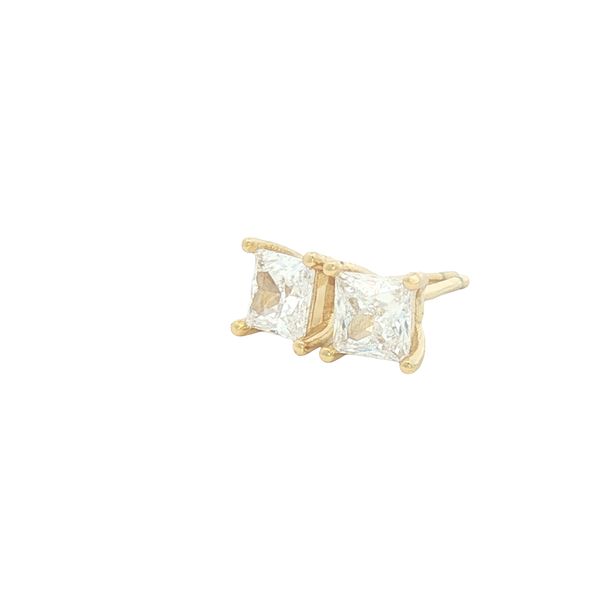 Swarovski Crystal Princess Cut Stud Earrings in Sterling Silver Yellow Plated Image 3 Bryan Jewelry Prattville, AL