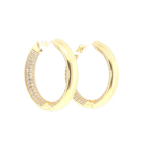 Melzo Grande Gold-Plated CZ Earrings Image 3 Bryan Jewelry Prattville, AL