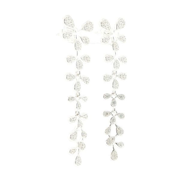 Sterling Silver CZ Dangle Flower Earrings Image 2 Bryan Jewelry Prattville, AL