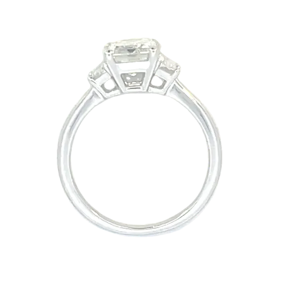 Lab Grown Three Stone with Emerald cut center and Trap Sides-14kw Image 4 Bryan Jewelry Prattville, AL