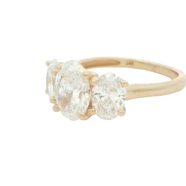 Three stone Lab-Grown  Oval 3ctw Diamond Ring- 14ky Image 3 Bryan Jewelry Prattville, AL