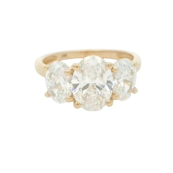 Three stone Lab-Grown  Oval 3ctw Diamond Ring- 14ky Bryan Jewelry Prattville, AL