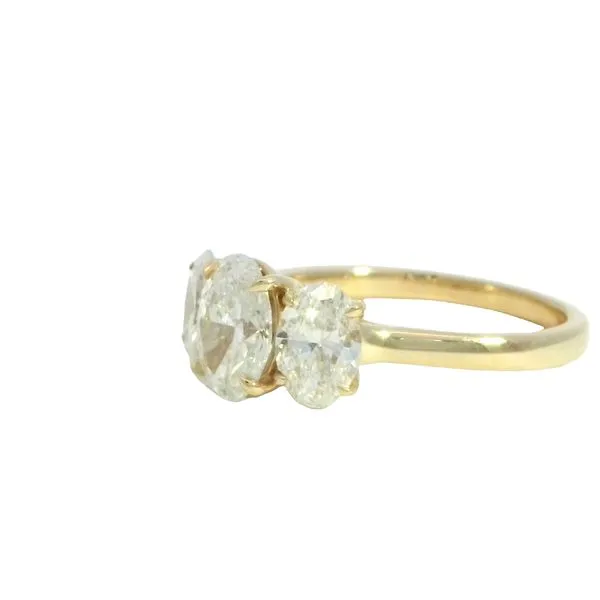 Lab grown OvalThree Stone Ring in 14ky Image 2 Bryan Jewelry Prattville, AL