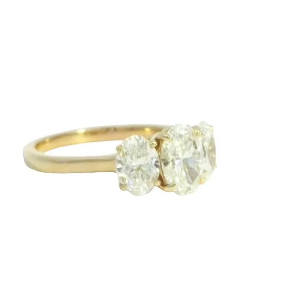 Lab grown OvalThree Stone Ring in 14ky Image 3 Bryan Jewelry Prattville, AL