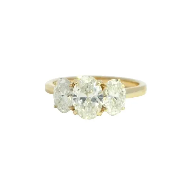Lab grown OvalThree Stone Ring in 14ky Bryan Jewelry Prattville, AL