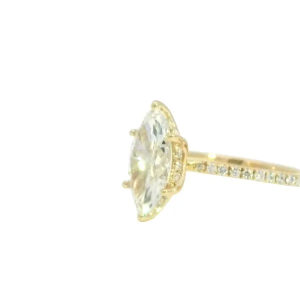 Lab Grown Marquise Solitaire with Pave' set Shank in 14ky Image 2 Bryan Jewelry Prattville, AL