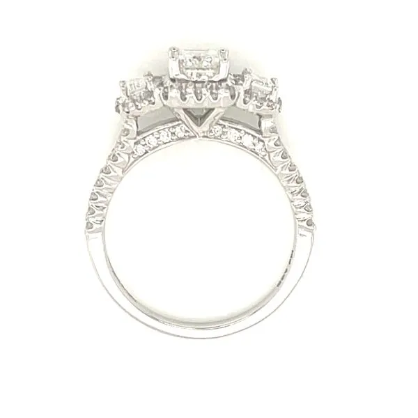 Lab Grown Three Stone Ring with Halos in 14kw Image 5 Bryan Jewelry Prattville, AL