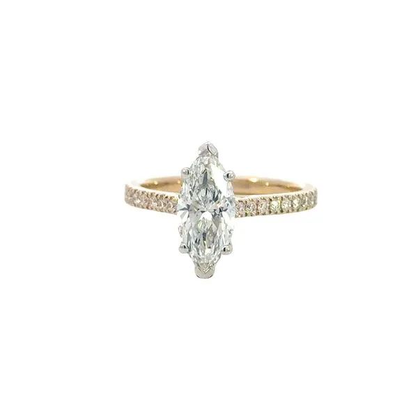 Marquise Solitaire with diamond shank-Lab Grown Diamonds in 14ktt Bryan Jewelry Prattville, AL