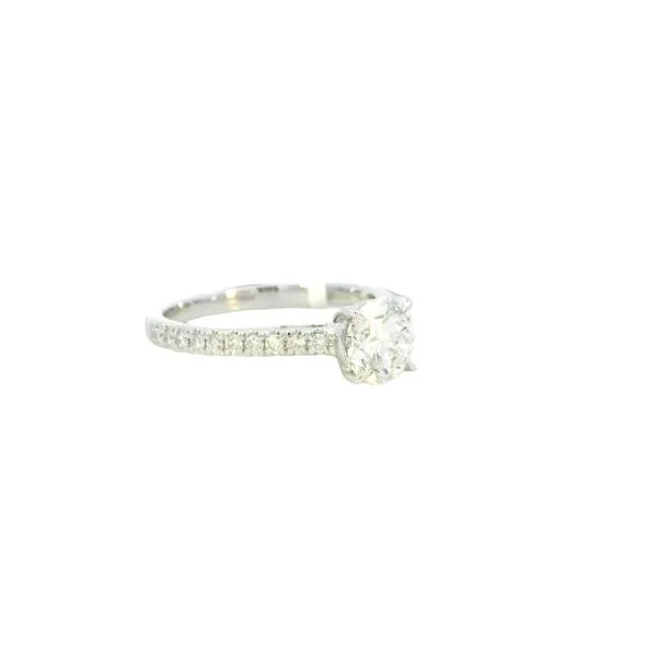 Lab Grown Round Diamond solitaire with pave' set diamond shank-14kw Image 3 Bryan Jewelry Prattville, AL