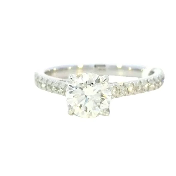 Lab Grown Round Diamond solitaire with pave' set diamond shank-14kw Bryan Jewelry Prattville, AL