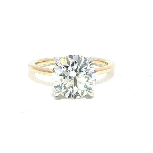 Lab grown 3ct round brilliant cut engagement ring with hidden halo in 14ktt Bryan Jewelry Prattville, AL