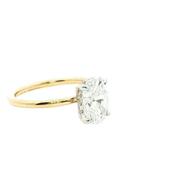 Lab Grown 2 carat Oval Solitaire Engagement Ring with Hidden Halo in 14ktt Image 2 Bryan Jewelry Prattville, AL