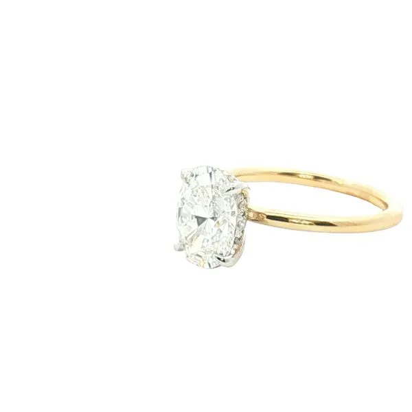 Lab Grown 2 carat Oval Solitaire Engagement Ring with Hidden Halo in 14ktt Image 3 Bryan Jewelry Prattville, AL