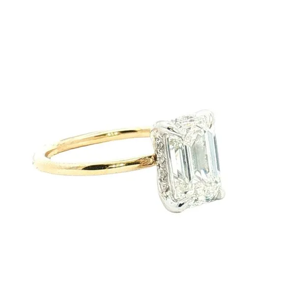 Lab Grown 2 carat Emerald Cut Engagement with Hidden Halo in 14ktt Image 2 Bryan Jewelry Prattville, AL