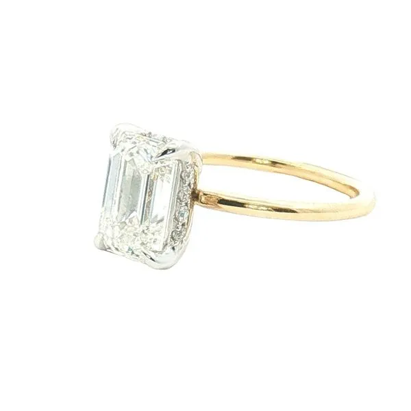 Lab Grown 2 carat Emerald Cut Engagement with Hidden Halo in 14ktt Image 3 Bryan Jewelry Prattville, AL