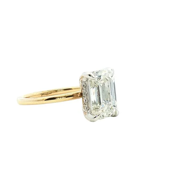 Lab grown 3 carat Emerald Cut diamond Engaement with Hidden Halo in 14ktt Image 2 Bryan Jewelry Prattville, AL