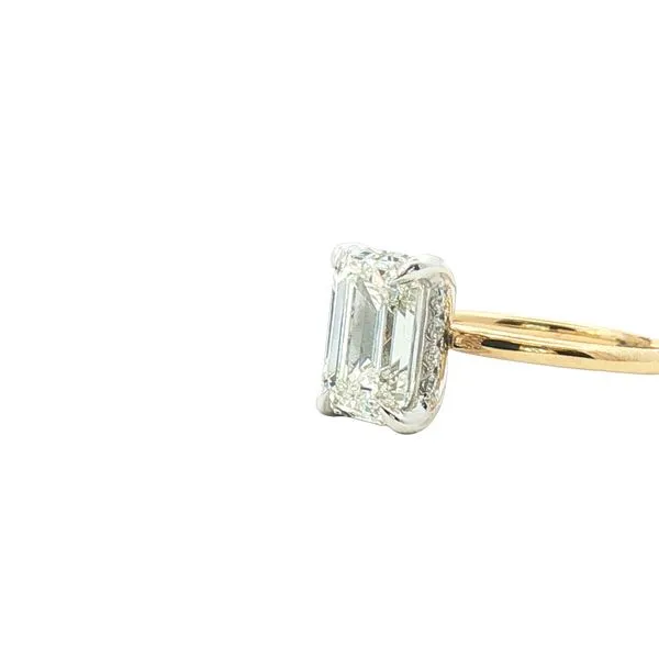 Lab grown 3 carat Emerald Cut diamond Engaement with Hidden Halo in 14ktt Image 3 Bryan Jewelry Prattville, AL