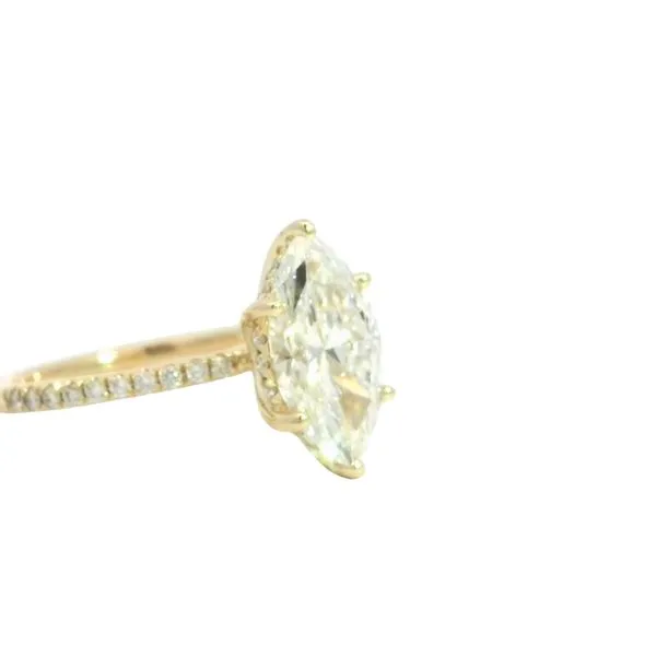 Lab Grown Marquise Solitaire with Pave' set Shank in 14ky Image 5 Bryan Jewelry Prattville, AL