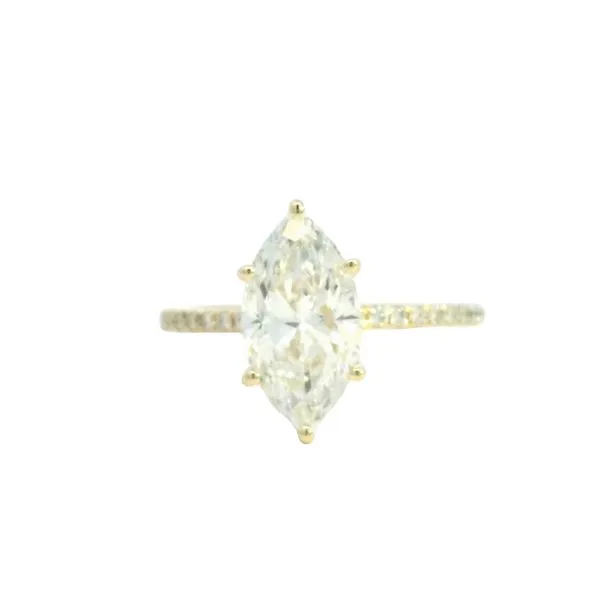 Lab Grown Marquise Solitaire with Pave' set Shank in 14ky Bryan Jewelry Prattville, AL