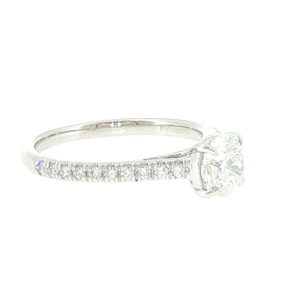 Lab Grown Round Diamond solitaire with pave' set diamond shank-14kw Image 2 Bryan Jewelry Prattville, AL