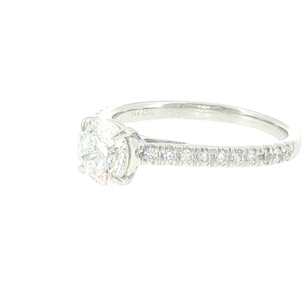 Lab Grown Round Diamond solitaire with pave' set diamond shank-14kw Image 3 Bryan Jewelry Prattville, AL