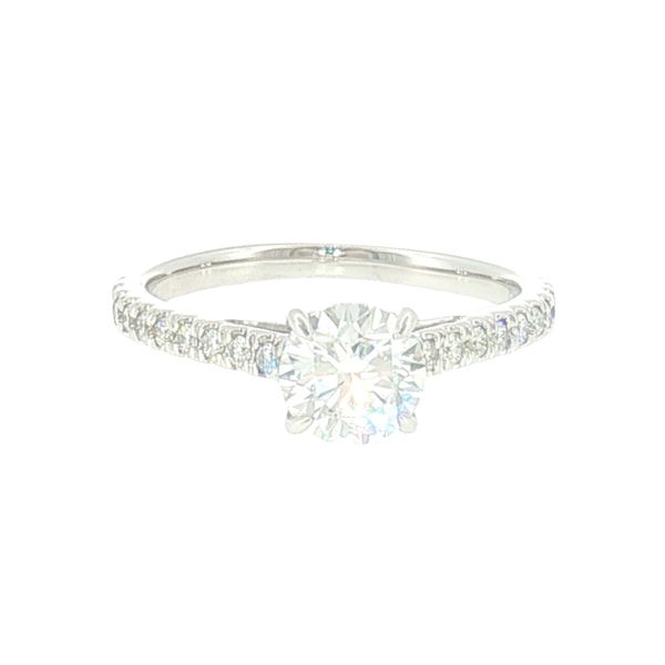 Lab Grown Round Diamond solitaire with pave' set diamond shank-14kw Bryan Jewelry Prattville, AL