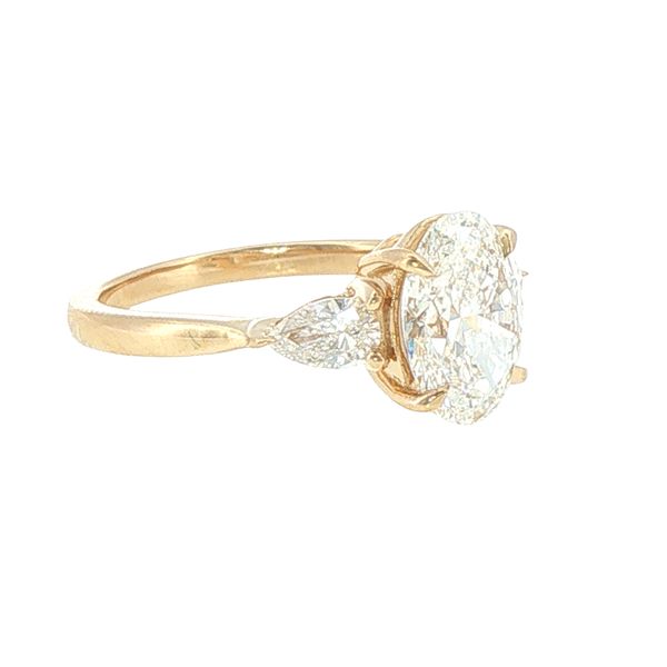 2.50ctw Lab Grown Oval & Pear 3-Stone Ring in 14K Yellow Gold Image 3 Bryan Jewelry Prattville, AL