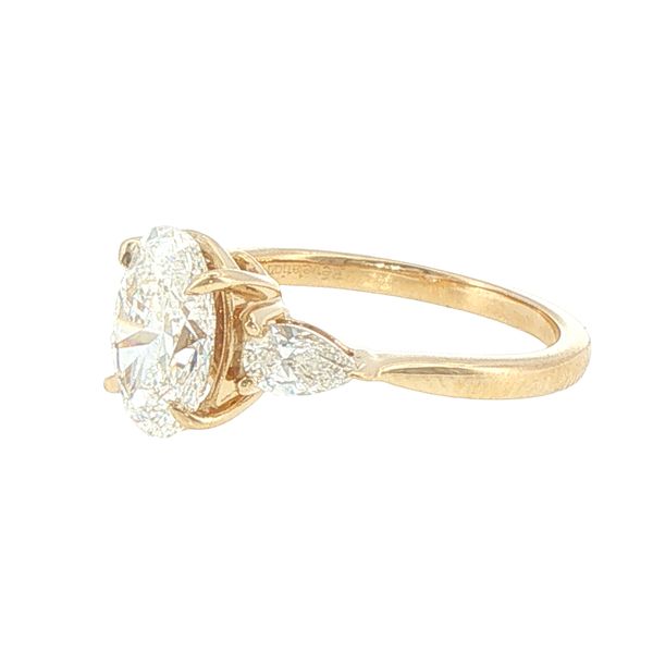 2.50ctw Lab Grown Oval & Pear 3-Stone Ring in 14K Yellow Gold Image 4 Bryan Jewelry Prattville, AL